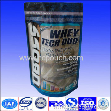 Doypack Whey Protein Packaging Stand Up Foil Bag With Zipper/stand Up Back 
